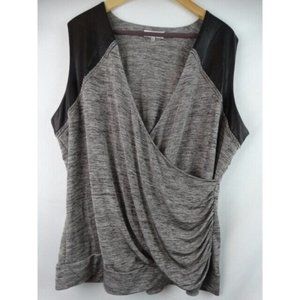 Calvin Klein Women's Top Size 2X Sleeveless Gray Wrap Metal Shirt Blouse